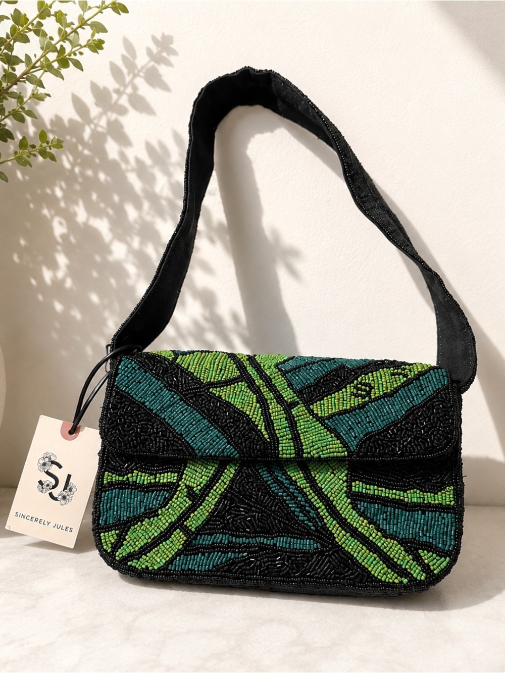 🌿 Sincerely Jules Beaded Tropical Shoulder Bag | NWT